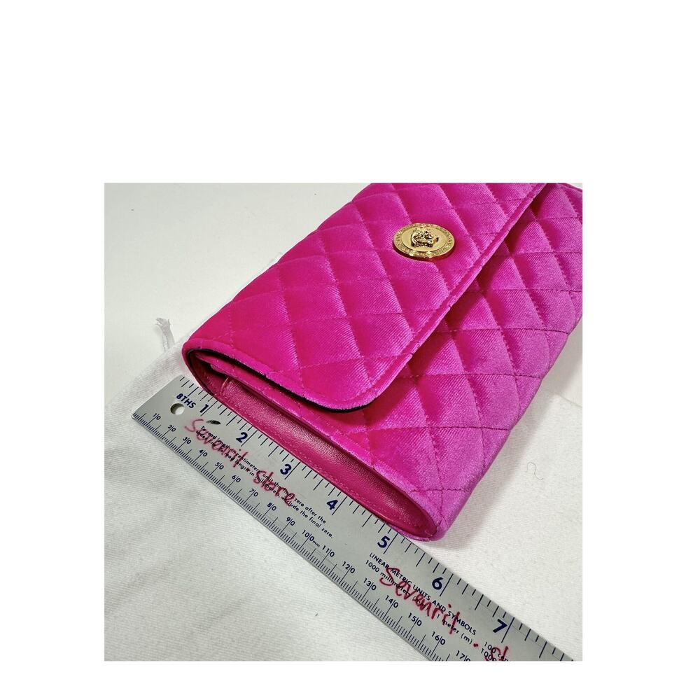 Versace La Medusa Velvet Quilted Leather Wallet On Chain Clutch Fuchsia NWT - Picture 11 of 12